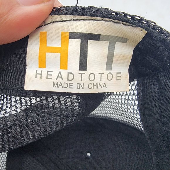 HeadToToe White Cap Embroidered Logo Mesh Trucker Hat Cap Black American Flag - Picture 8 of 9